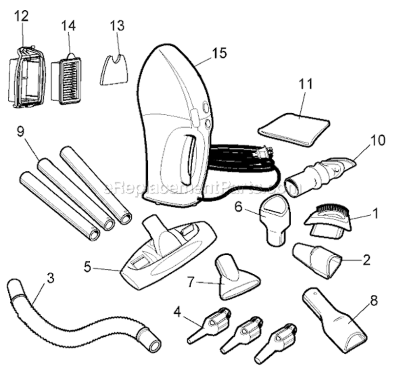 Page A Diagram and Parts List for HV7010 Type 1 Black and Decker Hand Vacuum